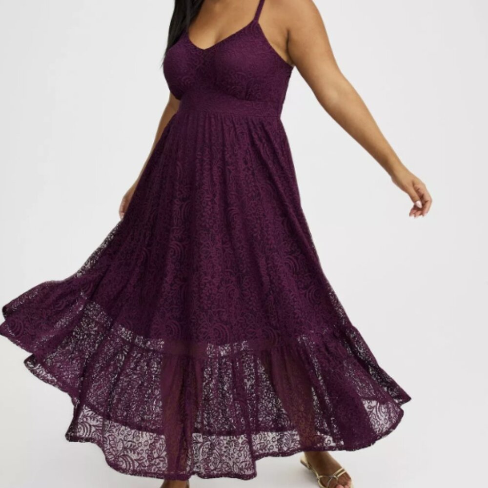 Maxi Stretch Lace Sleeveless Tiered Dress - Torrid Size 1 (14-16)